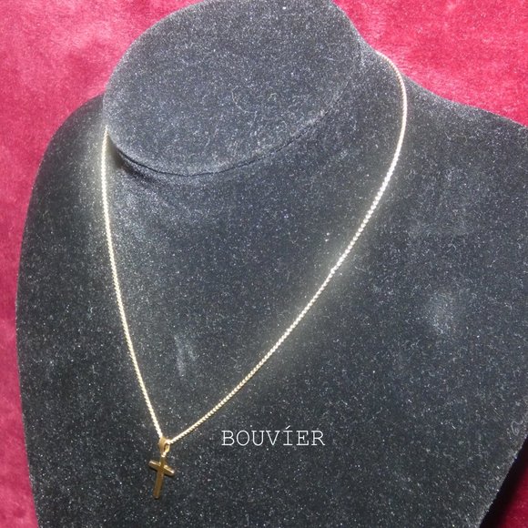 18K Solid Gold Cross Pendant Chain - Picture 2 of 2